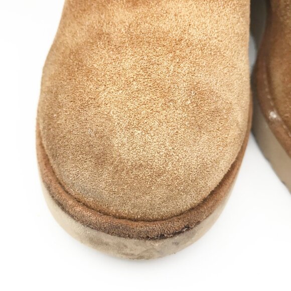 KOOLABURRA UGG Koola Slim Short Chestnut Brown Suede Fur Lined Boots Womens 6 - Picture 7 of 12